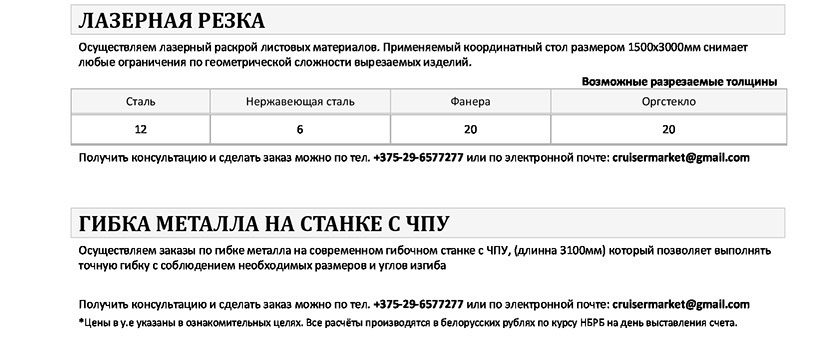Лазерная резка стали, фанеры, пластиков 